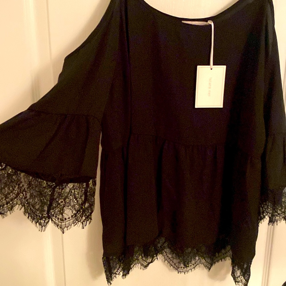 State Black Blouse with Lace